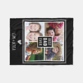 最高のパパEver 4フォトコラージュ白黒 フリースブランケット (正面(横))