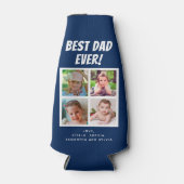 最高のパパEver 4写真ダークブルー ボトルクーラー (正面)