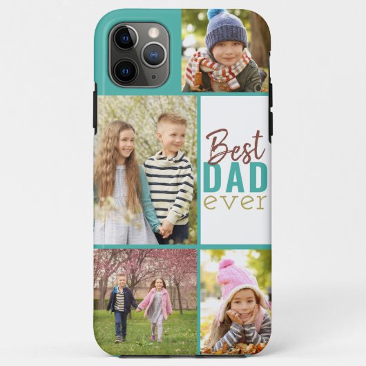 最高のパパEver 4 Photo Rust Brown andティール（緑がかった色） Case-Mate iPhoneケース (裏面)