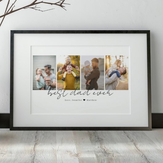 最高のパパEver 4 Photosコラージュカスタム ポスター