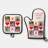 最高のパパEver 5写真Tic Tac Toe Hugsキス 鍋つかみ&鍋敷きセット (正面)