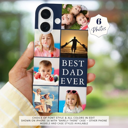 最高のパパEVER 6 Photo Collage Navy Blue Case-Mate iPhoneケース