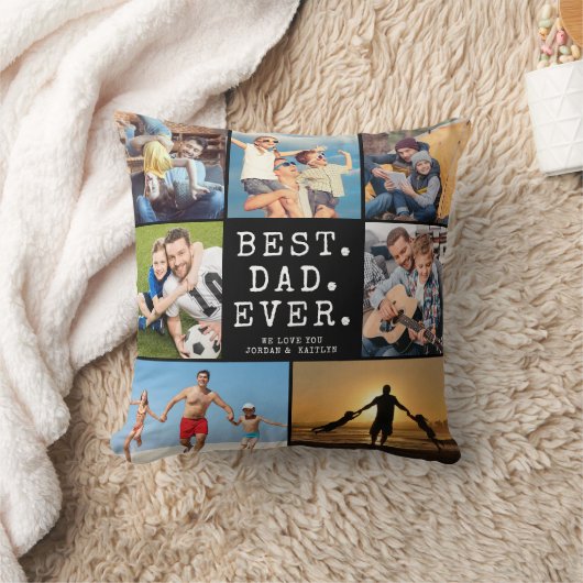 最高のパパEVER 7 Photo Collageカラー クッション (ブランケット)