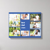 最高のパパEver 7 Photo Collage Blue キャンバスプリント (正面)