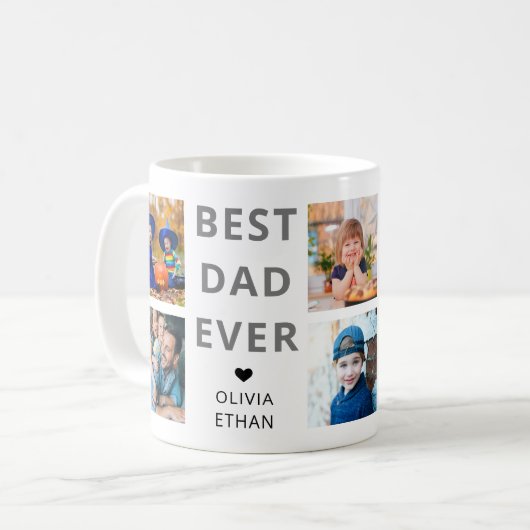 最高のパパEver 8フォトコラージュ白パーソナライズされた色 コーヒーマグカップ (正面左)