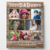 最高のパパEver 8家族フォトコラージュ素朴ウッド フォトプラーク (正面)