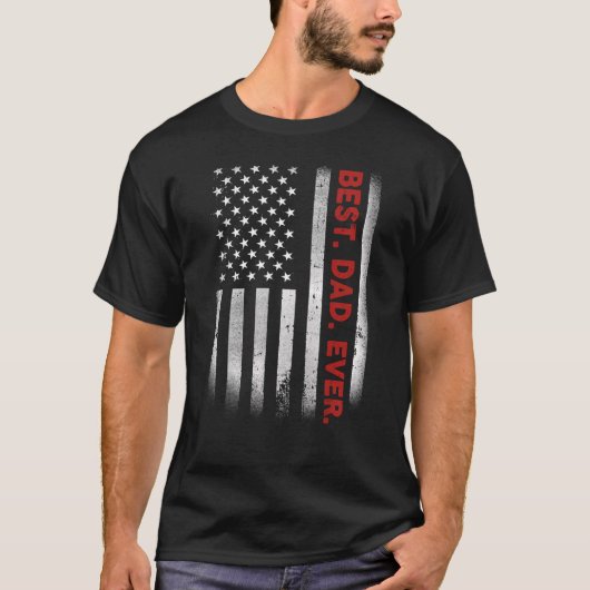 最高のパパEVER AMERICAN FLAG FATHER's Day 1 Tシャツ (正面)