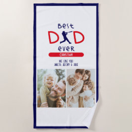 最高のパパEVER BASEBALL PHOTO FATHER DAY ビーチタオル
