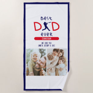 最高のパパEVER BASEBALL PHOTO FATHER DAY ビーチタオル