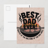 最高のパパEver BBQデザイン – キングオブザグリル ポストカード (正面/裏面)