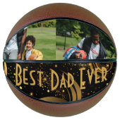 最高のパパEver Black金ゴールドの葉状の渦巻きモダン写真 バスケットボール (正面)