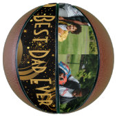 最高のパパEver Black金ゴールドの葉状の渦巻きモダン写真 バスケットボール (縦)