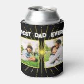 最高のパパEver Black & 金ゴールドファミリーフォトコラージュ 缶クーラー (缶正面)