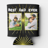 最高のパパEver Black & 金ゴールドファミリーフォトコラージュ 缶クーラー (裏面)