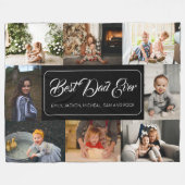 最高のパパEver Black Photo Collage フリースブランケット (正面(横))