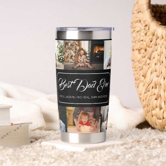 最高のパパEver Black Photo Collage 保温保冷タンブラー (リビング)