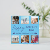 最高のパパEver Blue Photo Collage Greetings Card カード (スタンド正面)