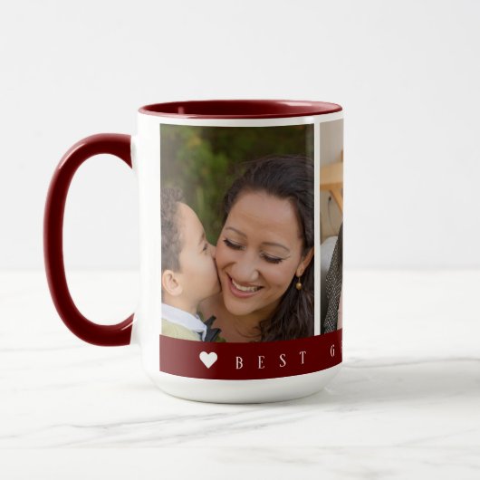 最高のパパEver Burgundyと3写真おばあちゃん マグカップ (左)