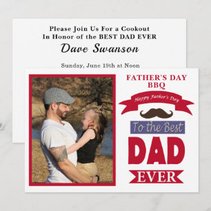 最高のパパEver Faters Day BBQ Photo Frame Mustache 招待状