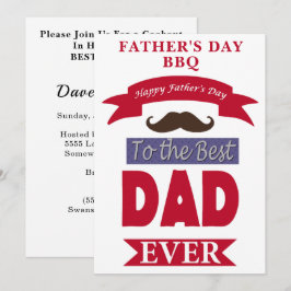 最高のパパEver Faters Day Mustache BBQパーティー 招待状