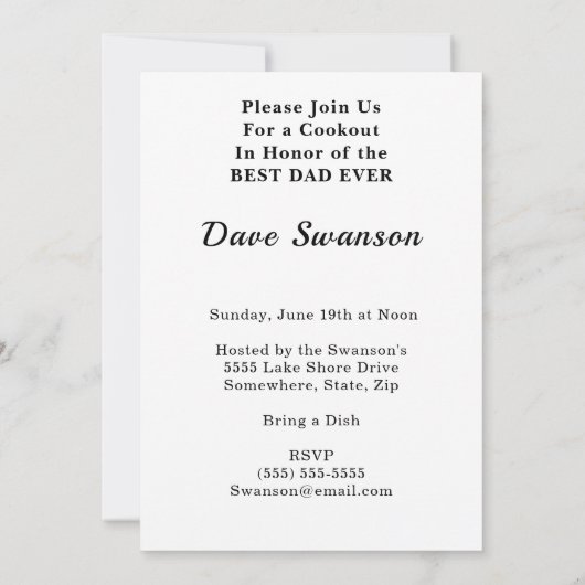 最高のパパEver Faters Day Mustache Lunchon BBQ 招待状 (裏面)