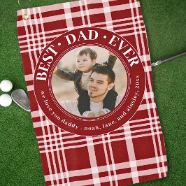 最高のパパEver Faters Day Plaidの写真カスタム写真 ゴルフタオル