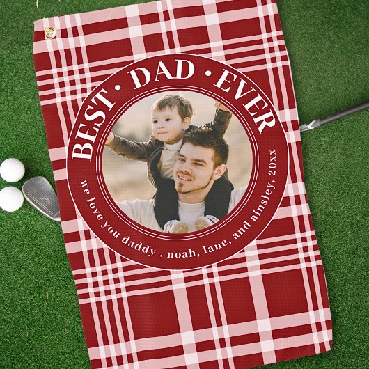 最高のパパEver Faters Day Plaidの写真カスタム写真 ゴルフタオル