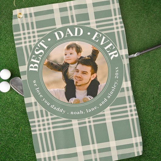 最高のパパEver Faters Day Plaidの写真カスタム写真 ゴルフタオル
