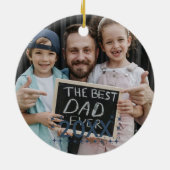 最高のパパEver, Father holding Children 1-Photo セラミックオーナメント (裏面)