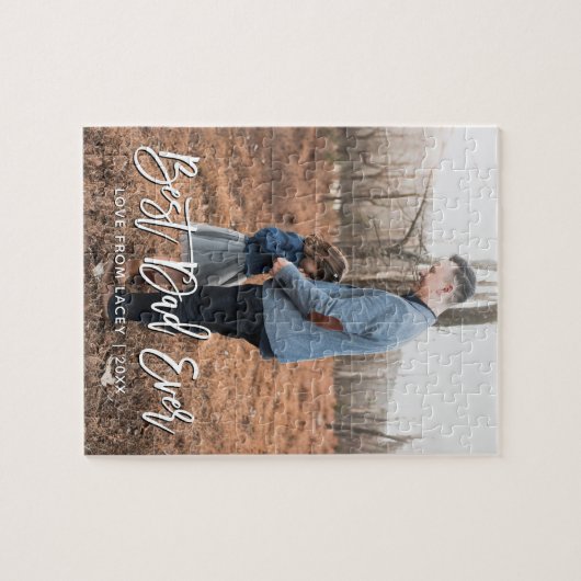 最高のパパEver Father's Dayの写真パーソナライズされた ジグソーパズル (横)