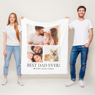 最高のパパEver Father's Dayコラージュの写真カスタム集 フリースブランケット