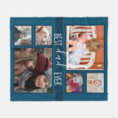 最高のパパEver Father's Day写真数々の青 フリースブランケット (正面(横))