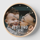 最高のパパEver Father's Day家族フルフォト 壁時計 (正面)