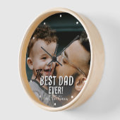 最高のパパEver Father's Day家族フルフォト 壁時計 (傾斜)