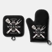 最高のパパEver Father's Day BBQ Grill Adult 鍋つかみ&鍋敷きセット (正面)