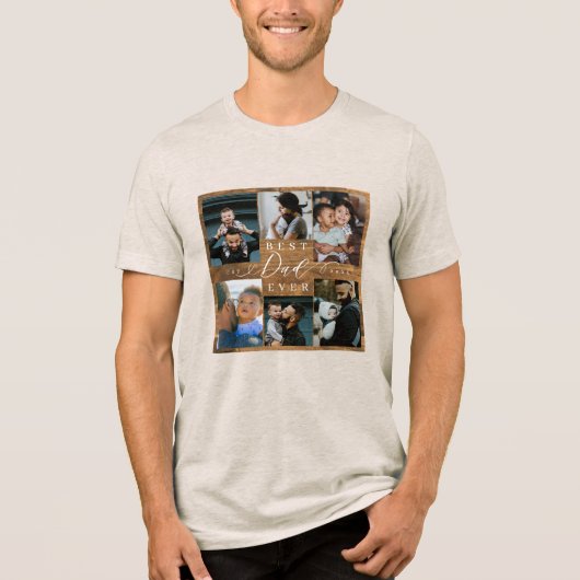 最高のパパEver Father's Day Gift写真木目木目 トライブレンドＴシャツ (正面)