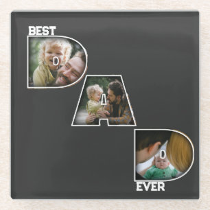 最高のパパEver Father's Day Gift 3 Photo切り出し ガラスコースター