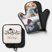 最高のパパEver Father's Day Heartbeat Photo Collage 鍋つかみ&鍋敷きセット (正面/裏面)