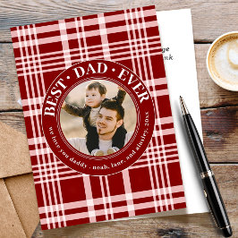 最高のパパEver Father's Day Red Buffalo Plaid Photo シーズンカード