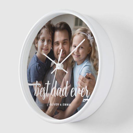 最高のパパEver Father's Day Script写真 壁時計 (傾斜)