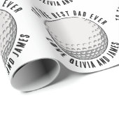 最高のパパEver Golf Ball Pattern Kids Names ラッピングペーパー (ロールコーナー)