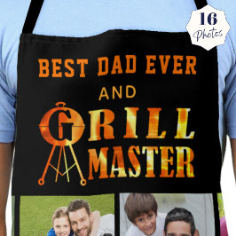 最高のパパEVER GRILL MASTER 16フォトコラージュ名 エプロン