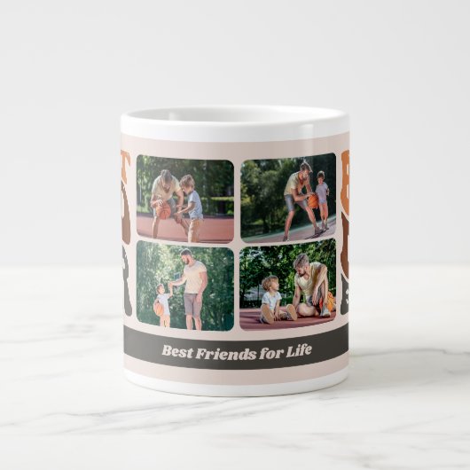 最高のパパEver Groovyレトロタイポグラフィと4写真 ジャンボコーヒーマグカップ (正面)