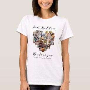 最高のパパEver Happy Father Dayハート写真コラージュ Tシャツ