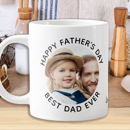 最高のパパEver Happy Father's Dayカスタム2写真 ジャンボコーヒーマグカップ