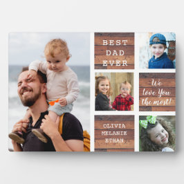 最高のパパEver Kids 4 Photo Collage 素朴 Wood フォトプラーク