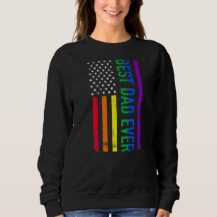 最高のパパEver Lgbt Rainbow Us American Flag Father スウェットシャツ