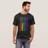 最高のパパEver Lgbt Rainbow Us American Flag Father Tシャツ (正面フル)