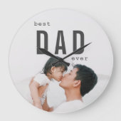 最高のパパEver Minimalist写真 ラージ壁時計 (正面)