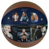 最高のパパEver Multiple Photo Collage Navy Keepsake バスケットボール (正面)
